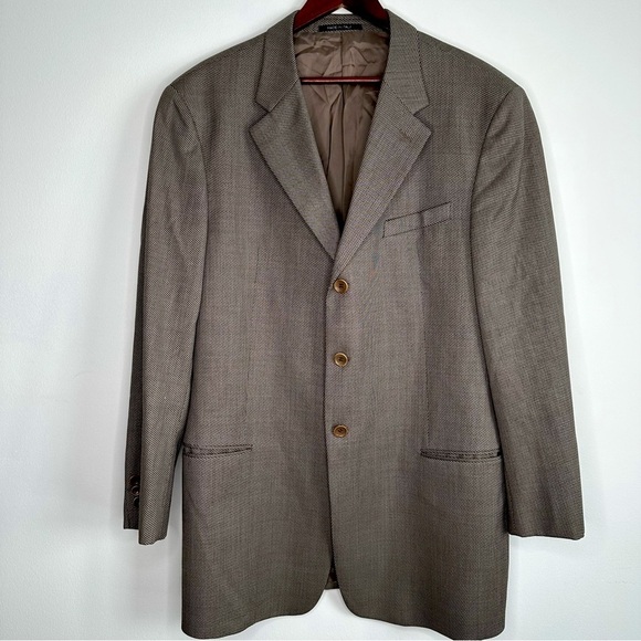 Armani Collezioni Three Button 100% Wool Blazer Jacket Size 46L - Picture 1 of 9